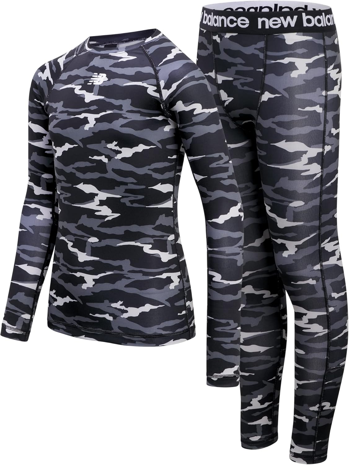 New Balance Boys Thermal Underwear Set - 2 Piece Athletic Performance Base Layer Thermal Shirt and Long Johns for Kids (2T-7)