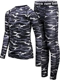 New Balance Boys 2 Piece Base Layer Thermal Shirt & Long Johns | Stretchy Nylon Spandex, Warm Without Bulk, Sleek Sporty Fit, Easy Under Uniforms or Jeans, Great Holiday Gift Idea