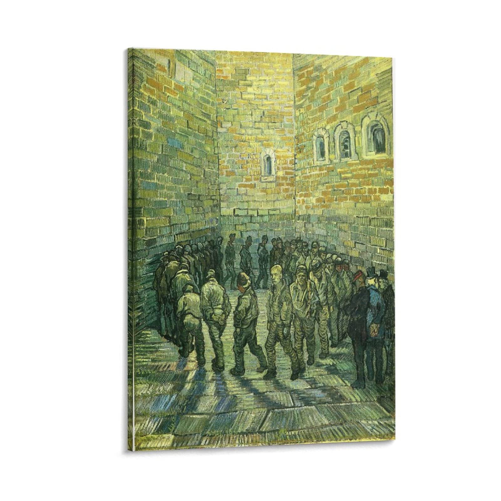 famous paintings Modern Artwork famous paintings Prisoners Exercising Prisoners Round on Canvas Wall Art Ready to Hang for Living Room Bedroom Home Decorations Wall Decor 24x36inch(60x90cm