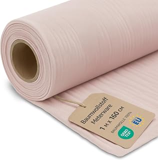 Stoff Meterware Baumwollstoff 1 M x 160 cm - Stoffe zum nähen aus reine baumwolle fabric futterstoff dekostoff für patchwork canvas und sewing nähstoff Oeko-Tex 9. Schmutziges Rosa