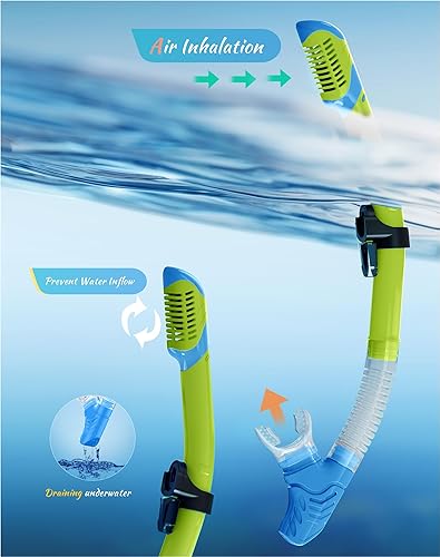 Miniatura 5 de Snorkeling Gear for Adults Kids, Dry-Top Snorkel Set, 180Panoramic Wide View Diving Mask Breathing Freely Snorkel Mask for Snorkeling Scuba Diving