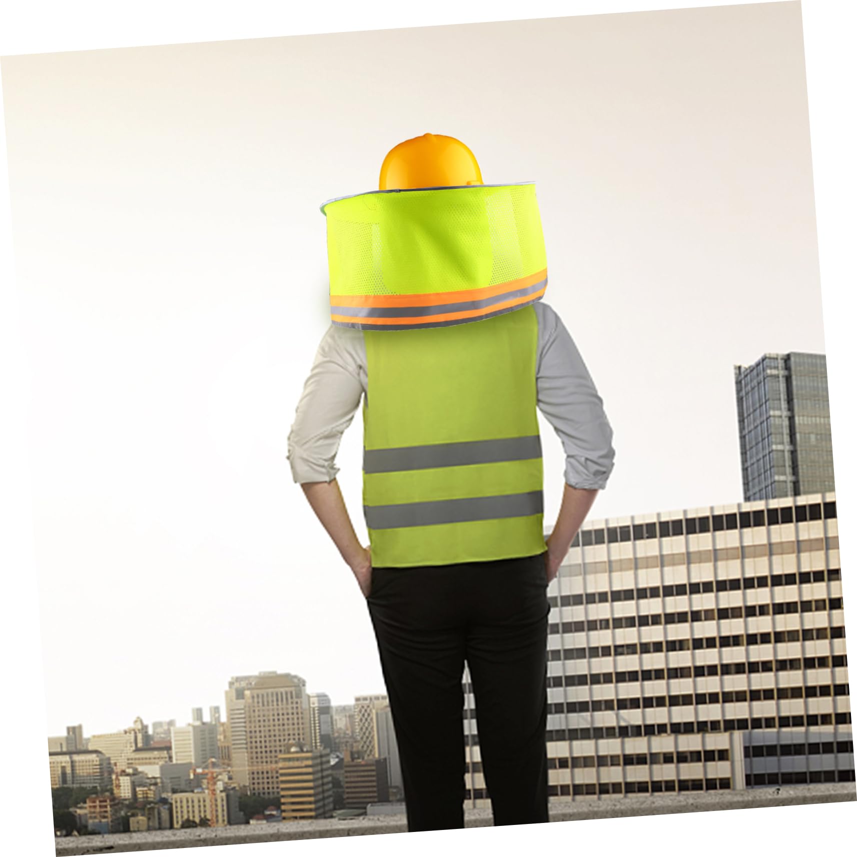2 piezas de protección solar reflectante para casco protector de ala completa protección de cuello transpirable de alta visibilidad naranja neón para obras y actividades al aire libre