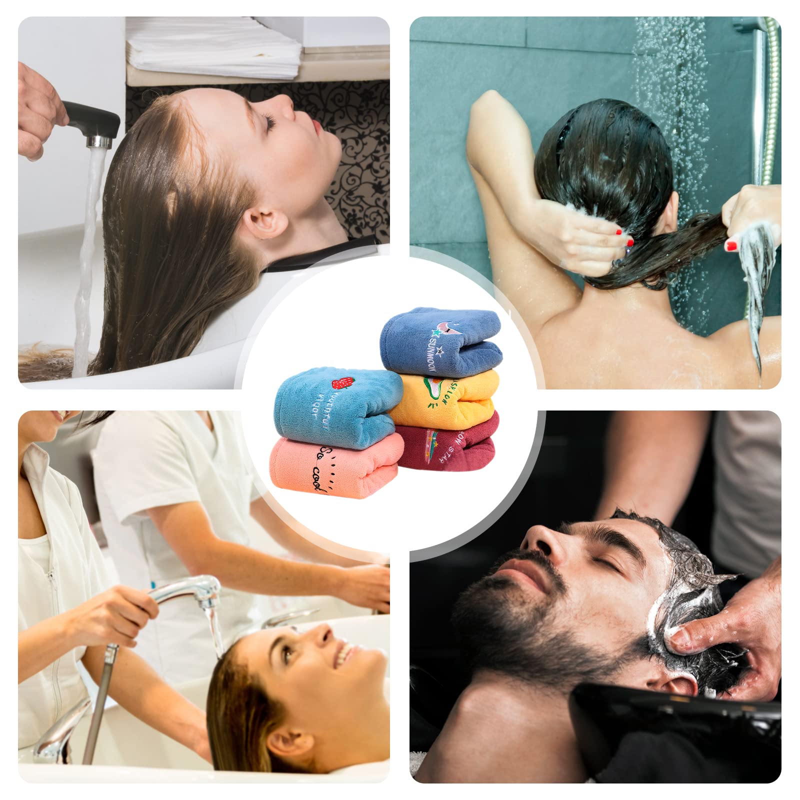 Sporgo 5 Pezzi Asciugamano a Turbante per Capelli, Asciugamano a Turbante con Bottone, Asciugamano a Turbante in Microfibra Super Assorbente ad Asciugatura Rapida per Capelli, Asciugamano per Capelli