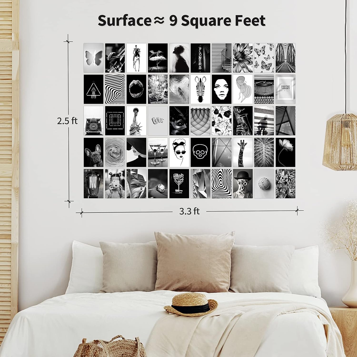 HOGGU Collage Kit - Black White Wall Collage Kit Aesthetic Pictures, 50 Pcs Photo Prints 4x6 Inches for Wall Aesthetic, Girls' Bedroom Wall Collage Kit (Black and White)