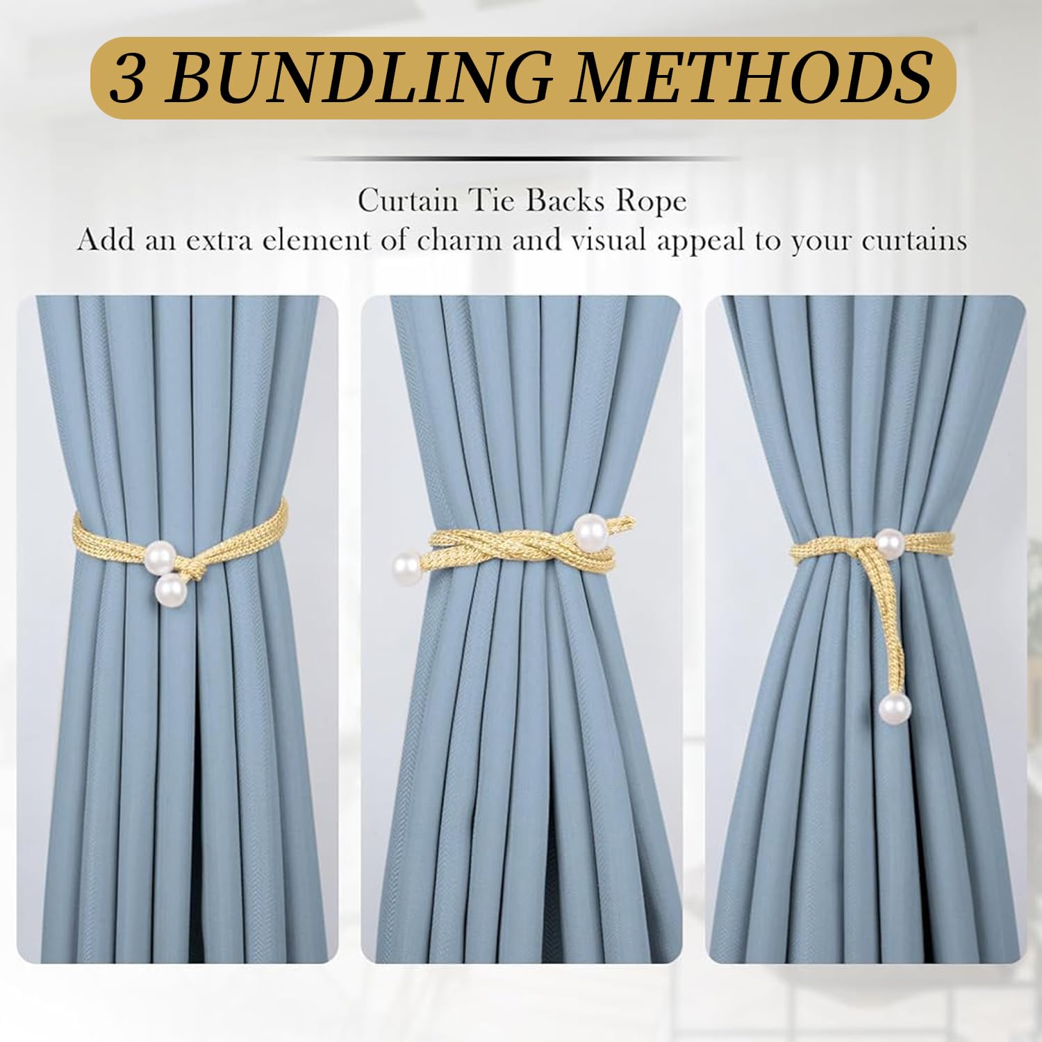 Golden Pearl Curtain Tiebacks - 6 Pack -6