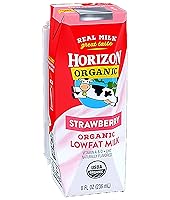 Vista 2 de Leche orgánica, leche entera orgánica Horizon Leche permanente, surtido de leche alimentada con pasto de vainilla, chocolate y fresa, cajas