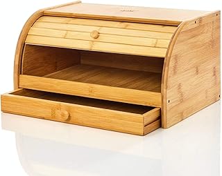 bambuswald© Brotbox aus 100% Bambus & mit extra Schublade | Rolldeckel ca. 40x27x16cm - Brotkasten Brotaufbewahrung Brotbehälter Rollbrotkasten Holz