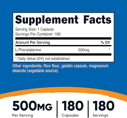 Miniatura 2 de Nutricost L-fenilalanina 500 mg 180 cápsulas