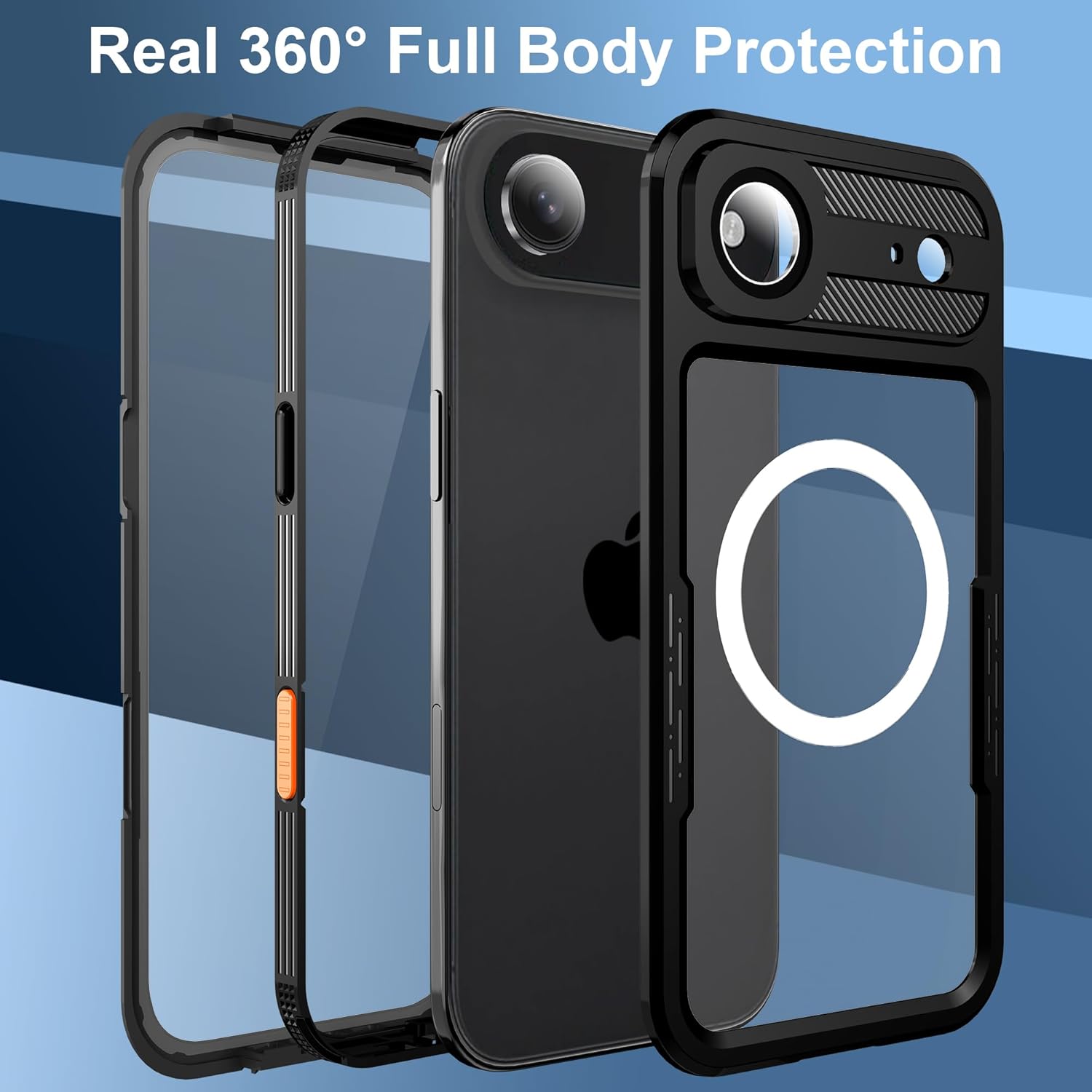 for iPhone Air Waterproof Case, with Built-in Screen Protector Dustproof Shockproof [Compatible with MagSafe] Full Body Underwater Protective Phone Cover for iPhone Air 6.5" (Black)