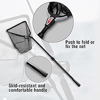 Vista 2 de Red para pescar, Fiblink, plegable de aluminio, con mango telescópico extensible