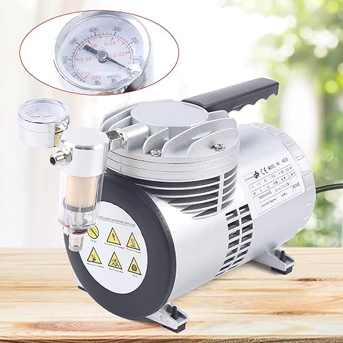 Miniatura 2 de Bomba de vacío de diafragma sin aceite de 110V, potencia de 14 HP 20-23Lmin Flujo de aire Bomba de succión de vacío de 1700 RPM para artesanía de