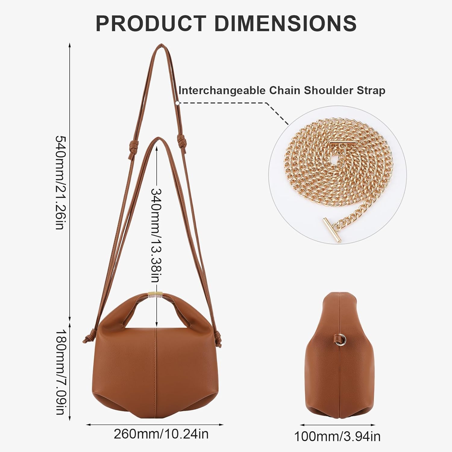 Crossbody Bags Purse Top Handle Bag Chic Dumpling Clutch Designer Small Faux Leather Shoulder Hobo Satchels for Women | Chic Dumpling, Designer, Small, Faux Leather - Image 6