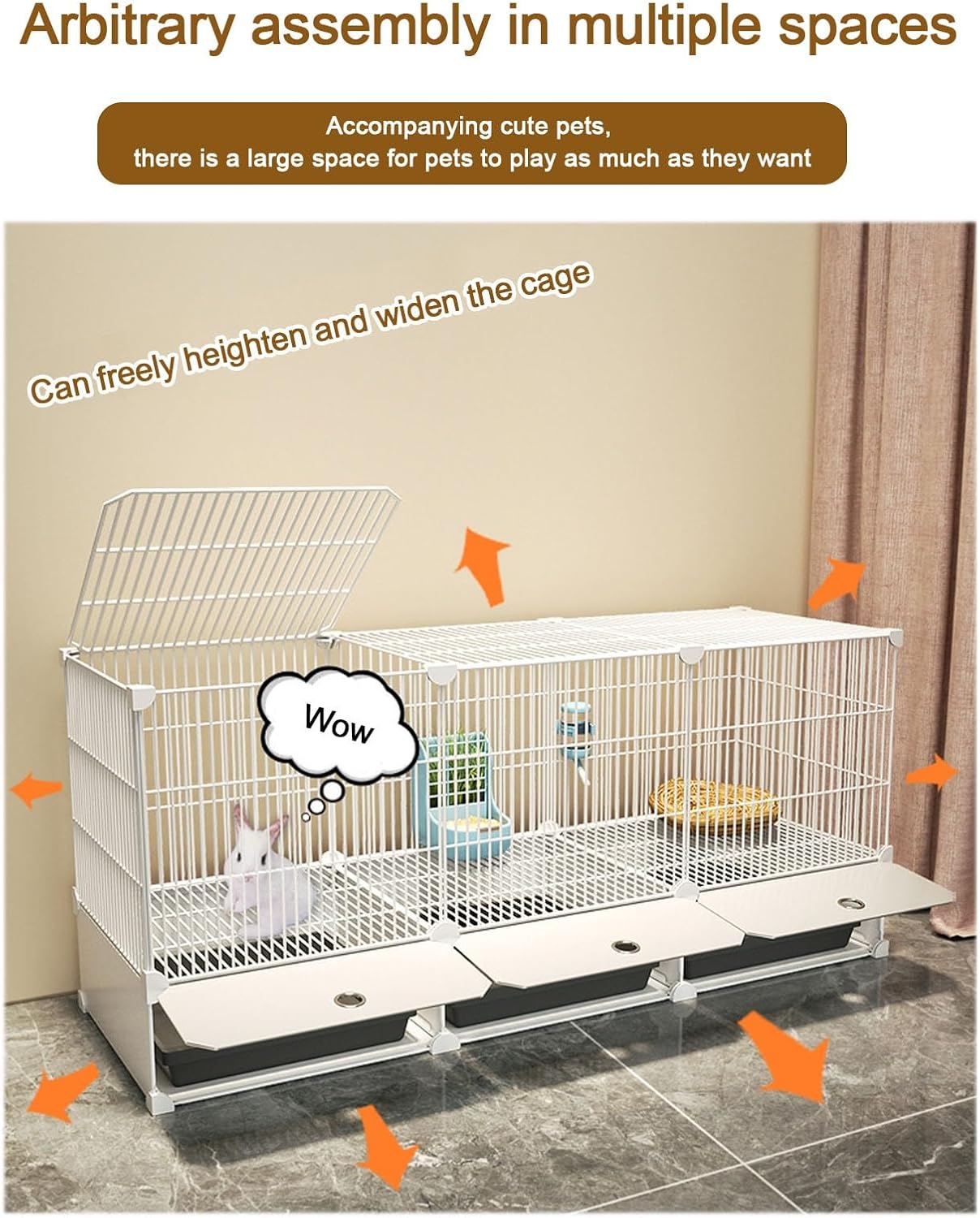 Indoor Large Rabbit Hutch, Detachable Extra Large Bunny Cage, Guinea Pig Hutch, Rabbit Enclosure, for Ferret, Chinchilla, Hedgehog (Color : Style2, Size : 144 x 37 x 55cm)