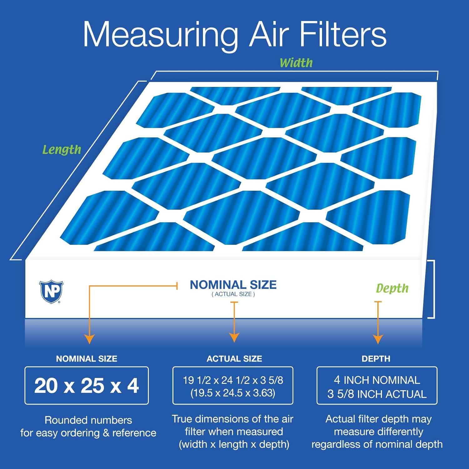 nordic pure 20x25x4 (19_1/2 x 24_1/2 x 3_5/8) pleated merv 7 air filters 2 pack merv 7 2 pack