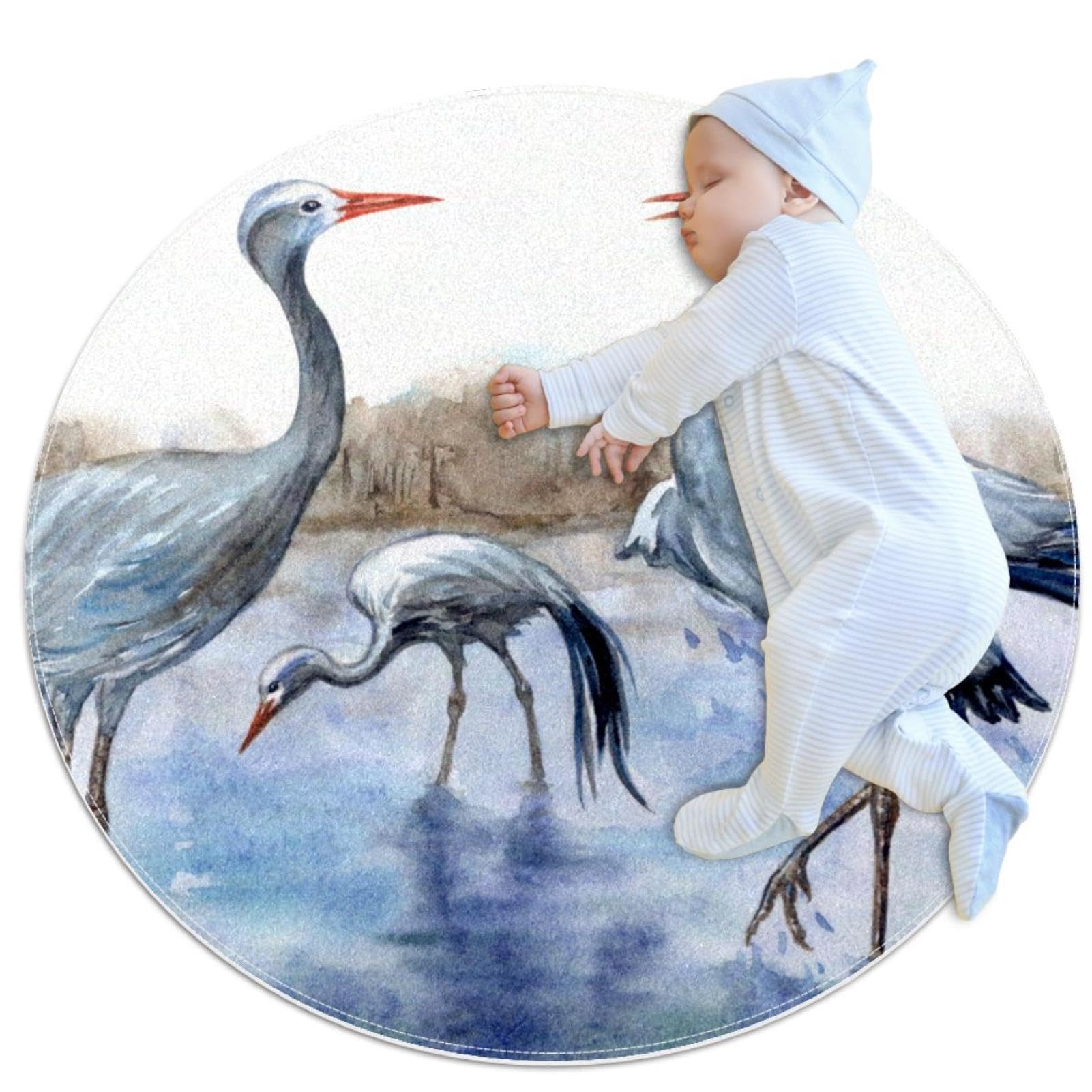 Tapis de salle de bain sécurisé contre les glissades aquarelle grues lit