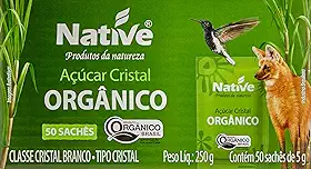 Native Açúcar Cristal Orgânico Com 50 Sachês De 5G