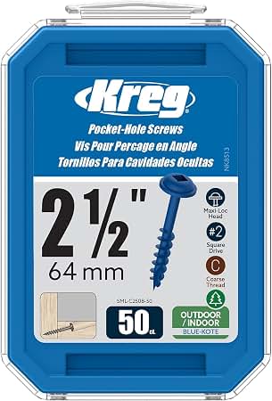 Amazon.com: Kreg Blue-Kote Pocket-Hole Screws, SML-C250B-50, 50
