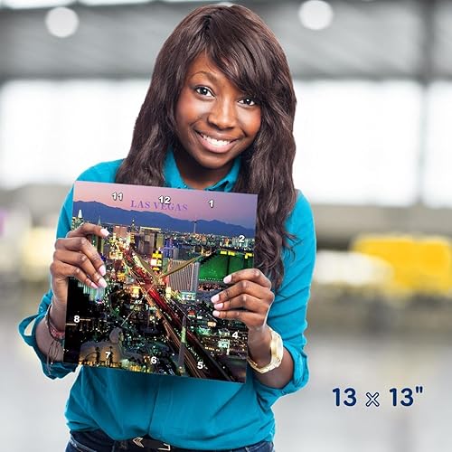 Miniatura 5 de 3dRose Nite Time in Vegas - Reloj de pared, 13 por 13 pulgadas (DPP_61945_2)