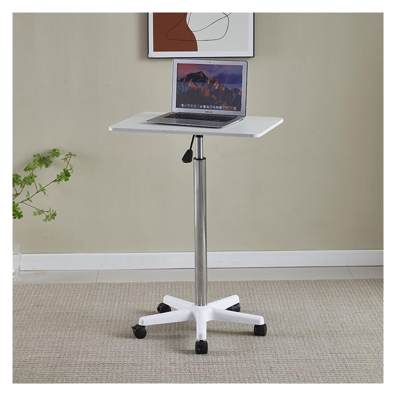 Scrivania per computer portatile, regolabile in altezza, mobile con ruote, per casa, camera da letto, divano, ufficio, postazione di lavoro portatile