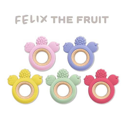 Miniatura 6 de BAMBAM Baby Felix The Fruit - Anillo de dentición de silicona de alta calidad, 100% silicona libre de BPA, probado para seguridad infantil, juguetes