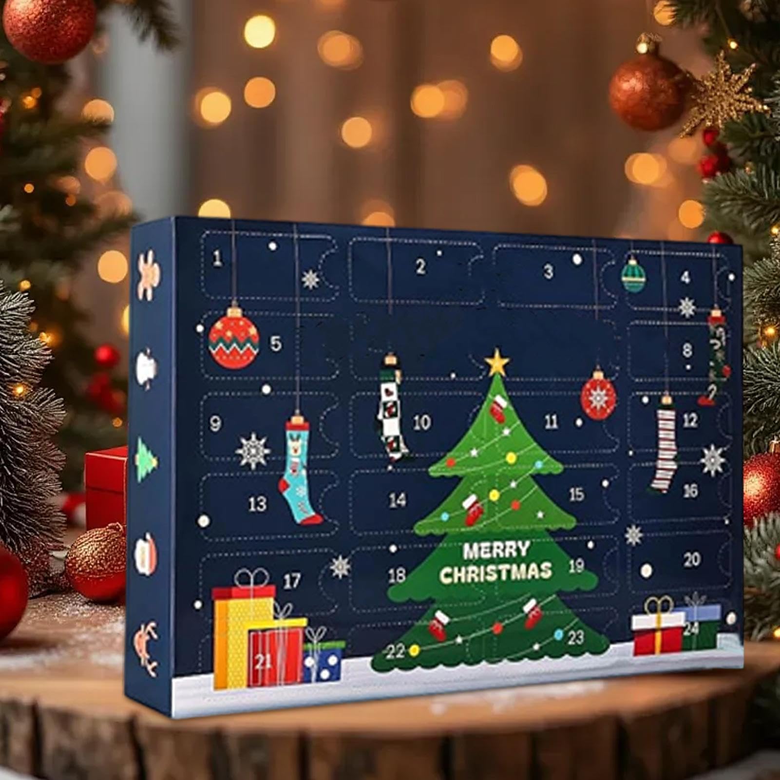 Calcetines de Adviento Calcetines Unisex para Regalos y Navideñas | Calendarios de Cuenta Atrás de 24 Días para Adultos Mujeres, Hombres, Hogar, , Calcetines de Regalo,