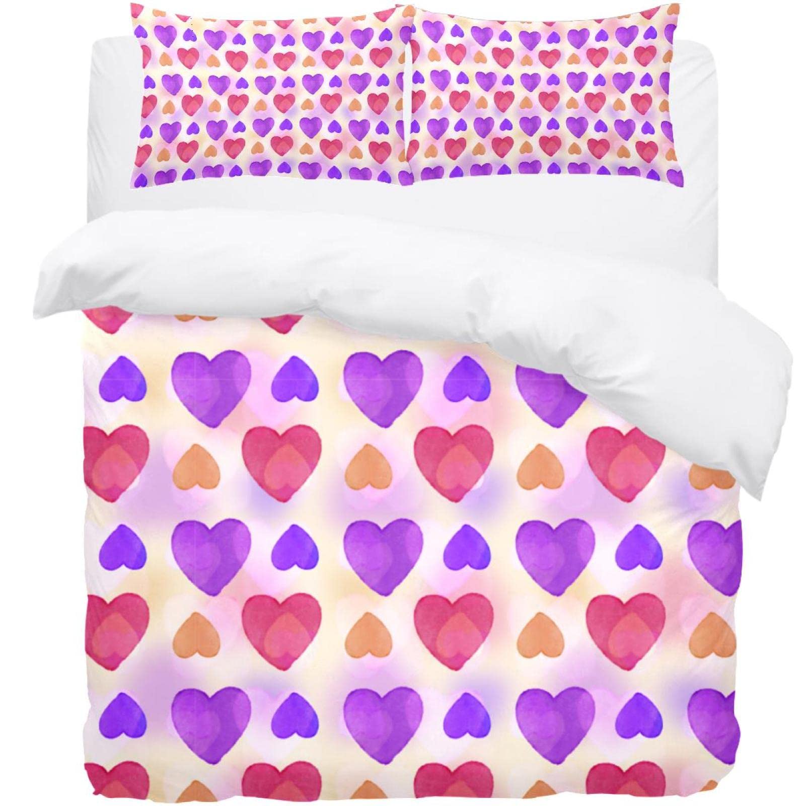 Housse de couette motif cœurs violet rose pour transformer votre chambre en cocon de douceur