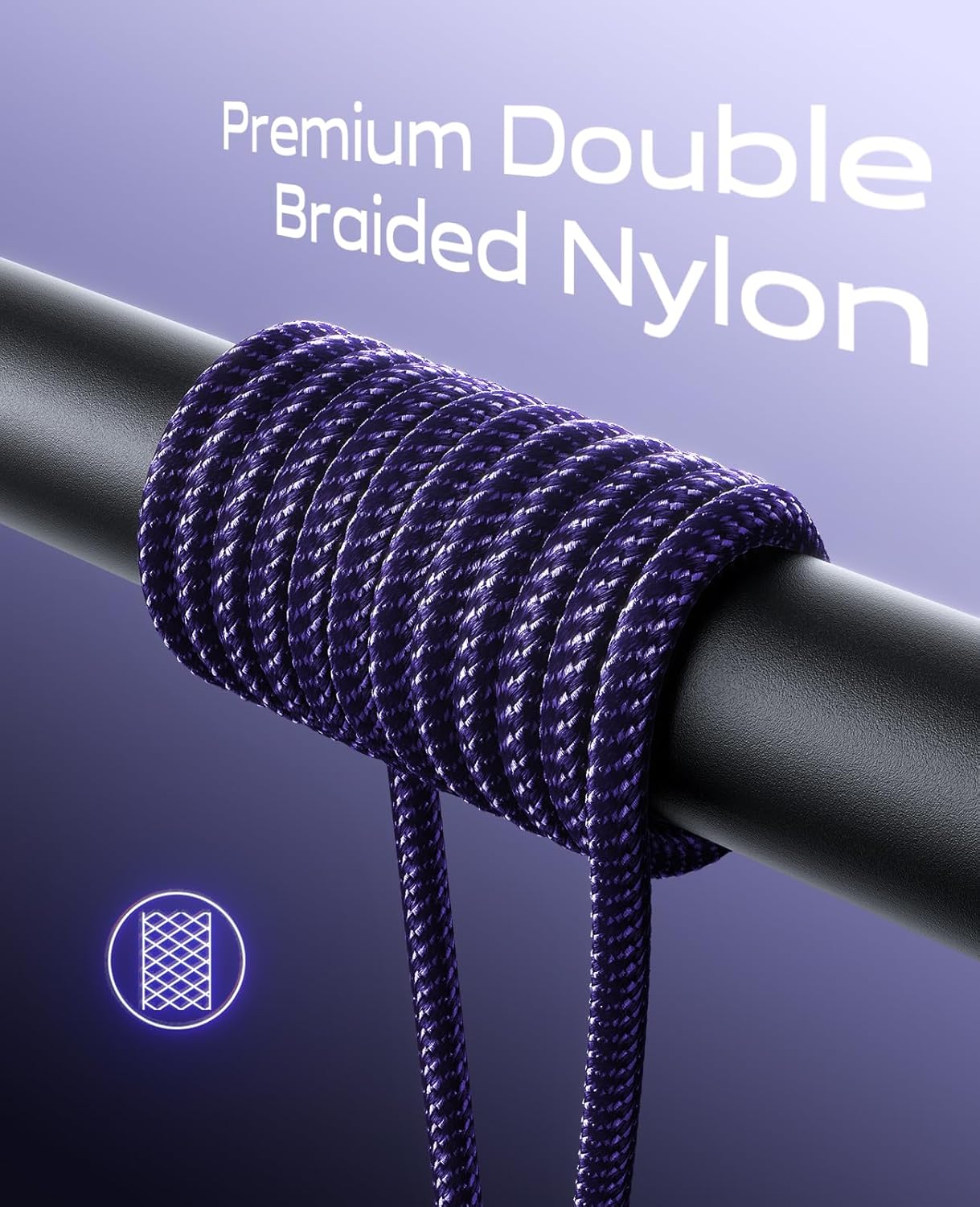 Long USB C Cable 3A Fast Charging, [15FT 2Pack] USB to USB C Cable, USBA to USBC Cable Nylon Braided Durable USB to C Cable for iPhone 17 16 15 Pro Max/16e, Galaxy S25 S24 S23 S22 Plus and More-Purple