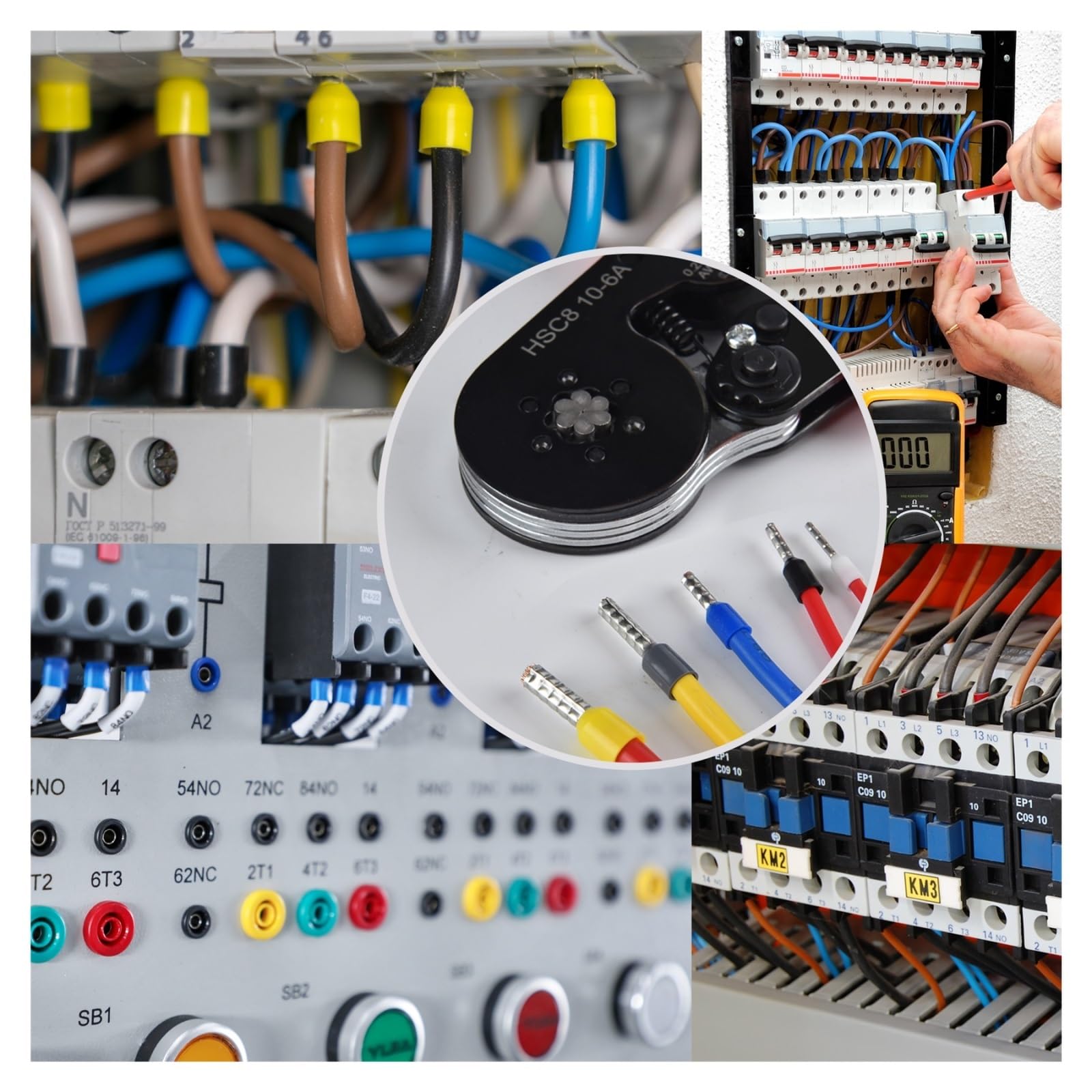 Zestaw zaciskarek do końcówek rurowych HSC8 6-4 0,08-16 mm² /0,25-10 mm² 23-7AWG Szczypce do zaciskania przewodów Zestawy zacisków Końcówki przewodów Narzędzia ręczne,Szczypce izolowane