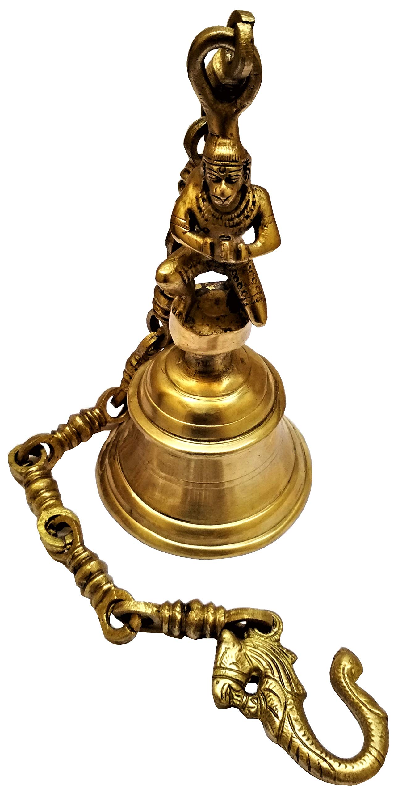 Purpledip mosiężny wiszący dzwonek Lord Hanuman: Głęboki rezonujący dźwięk (11579)