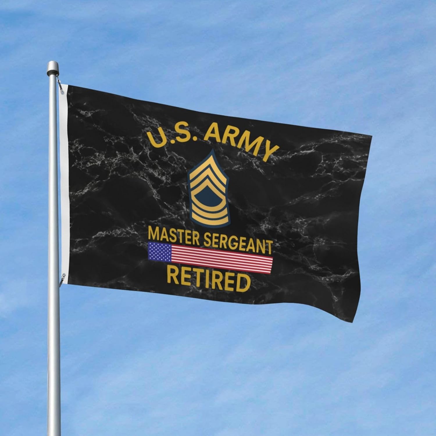 Us Army Master Sergeant Retired Flag Double Sided 3X5 Ft Vivid Color and UV Fade Resistant Outdoor Banner Lawn Decor