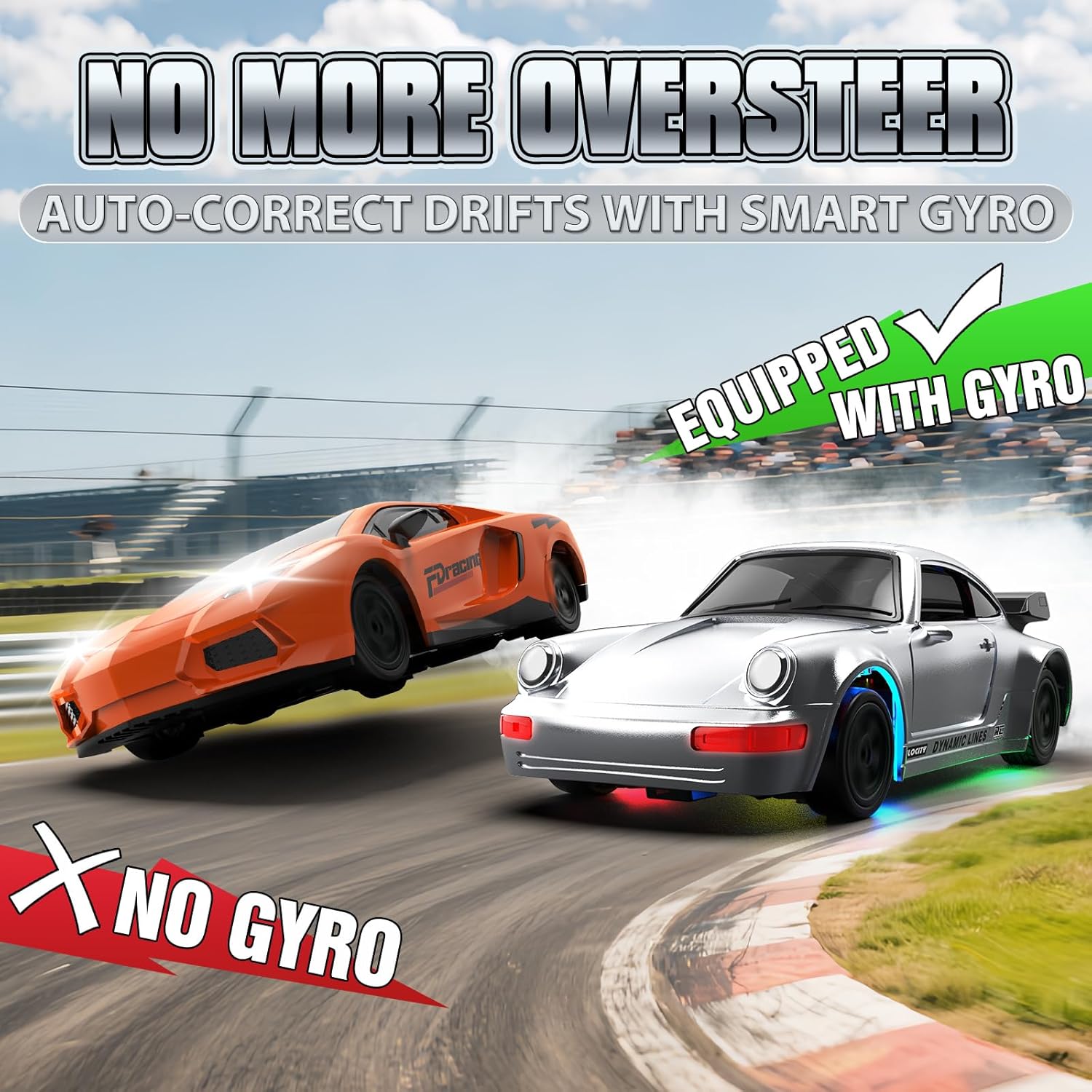 RC Drift Car, 1/43 Mini RC Drift Car with Gyro, 2.4GHz Full Proportional Control, 20KM/H 4WD High Speed Remote Control Alloy, LED Lights & Drift Tires, Toys Gift for Adults, Boys and Girls