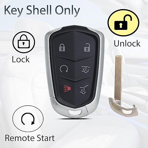 Miniatura 6 de Funda de repuesto para llavero Cadillac Escalade ESV 2015 2016 2017 2018 2019 2020 entrada sin llave control remoto 6 botones