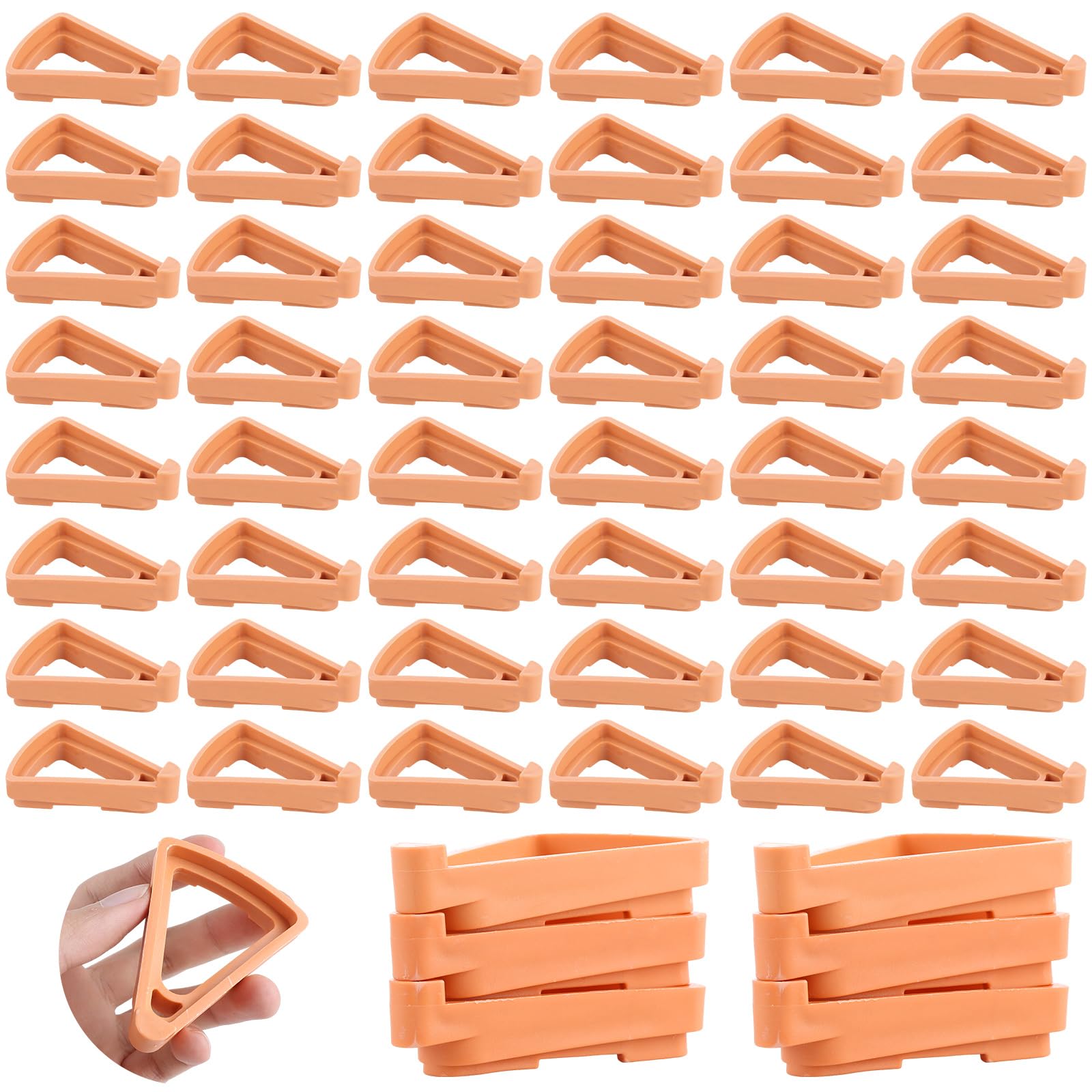 LOLYSIC 96Pcs Plant Pot Feet, Triangle Plastic Garden Pot Feet for Plant Pots, Bulk Flower Planter Feet Risers Supports Prevent Rot Pots Toes Plants Stand for Outdoor and Indoor, Brown, 7 x 5.4 x 2 cm