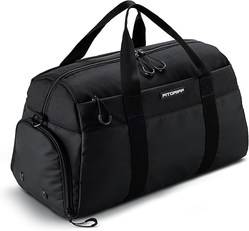 Miniatura 8 de Fitgriff Bolsa de gimnasio V2 para hombres y mujeres con compartimento para zapatos y artículos húmedos, bolsa de lona para viajes, deportes,