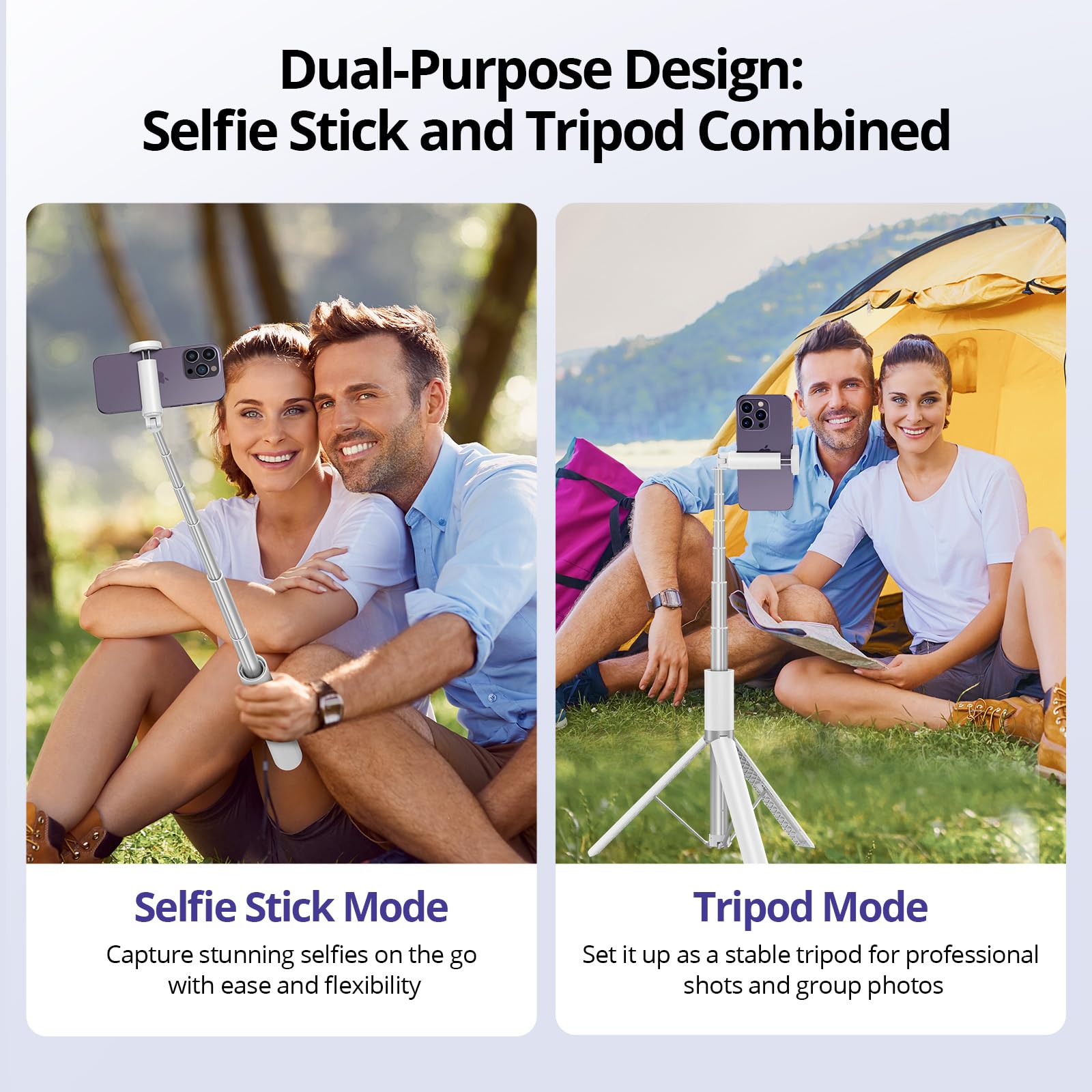 ATUMTEK Kijek do selfie, statyw 174 cm, kijek do selfie z pilotem zdalnego sterowania Bluetooth, kompatybilny ze smartfonami iPhone i Android, idealny do podróży, vlogów, filmów i zdjęć, biały