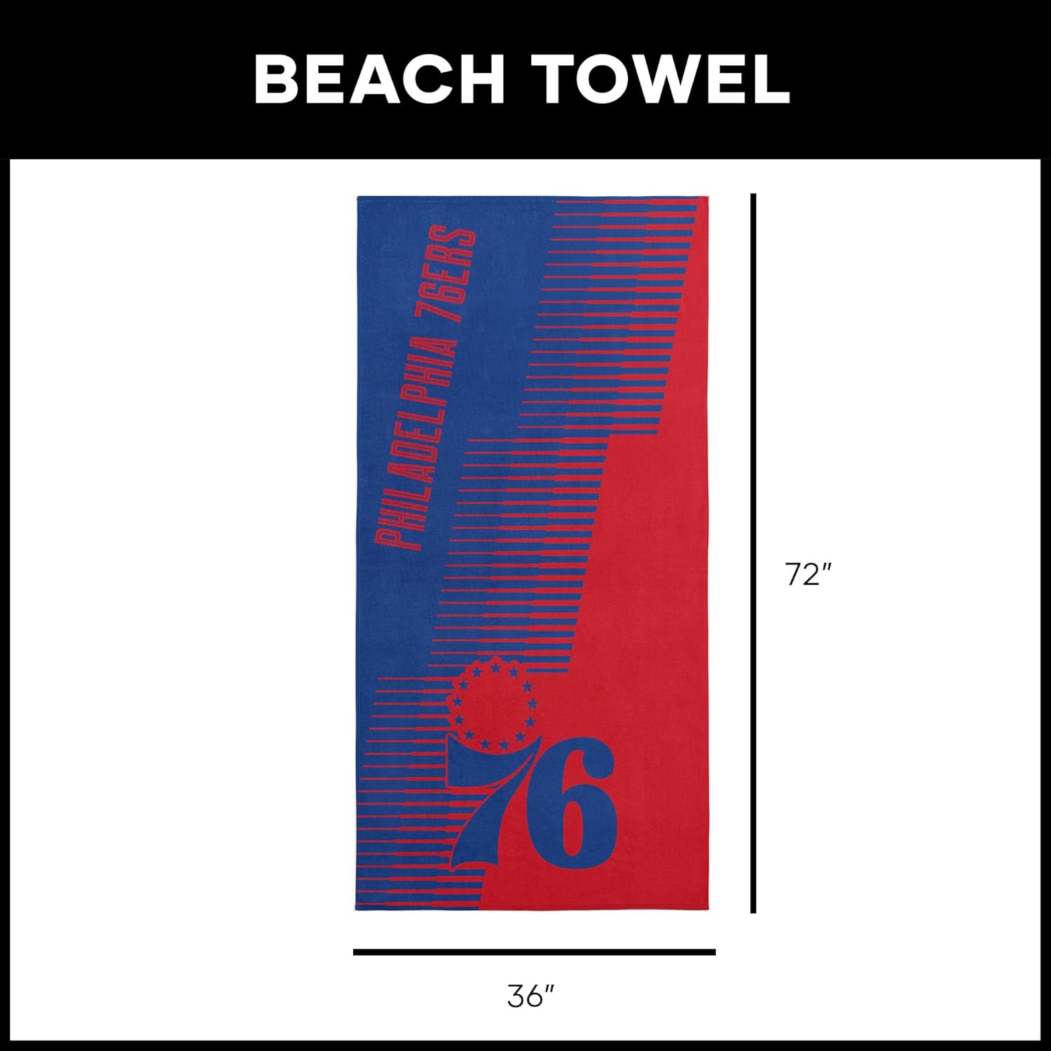 Northwest Philadelphia 76ers NBA Progression Jacquard Beach Towel 36 x 72 Inches