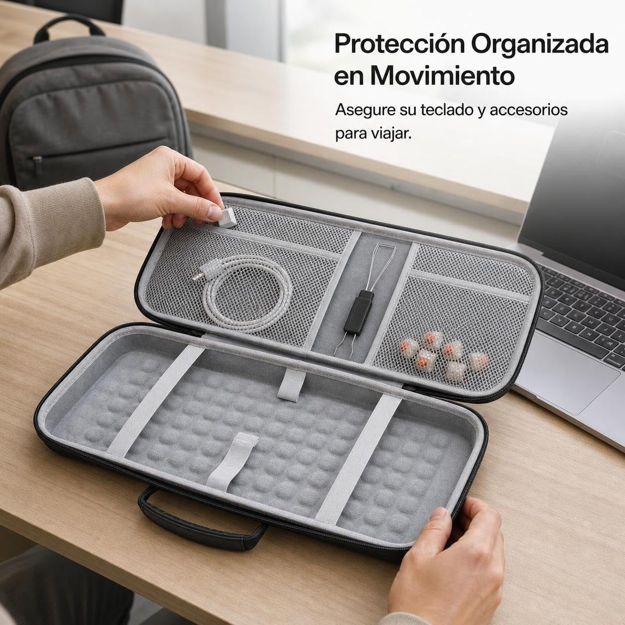 Funda Almacenamiento para Teclado Inalámbrico K98M K98S EVA con Cremallera Resistente a Golpes y Protección Polvo para y Uso Diario
