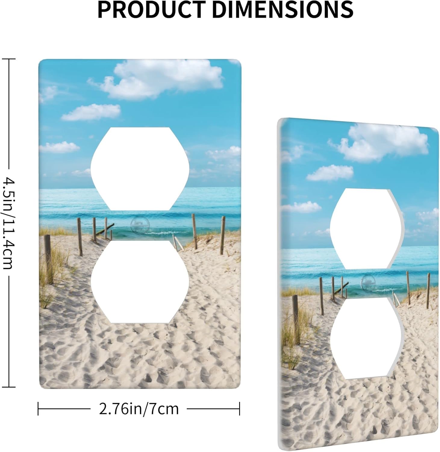 Blue Ocean White Sand Beach Outlet Cover Wall Plate Electrical Outlets Switch Plate Decorative Faceplate for Bathroom Bedroom Kitchen Room Decor Wallplate 4.5 x 2.76 in