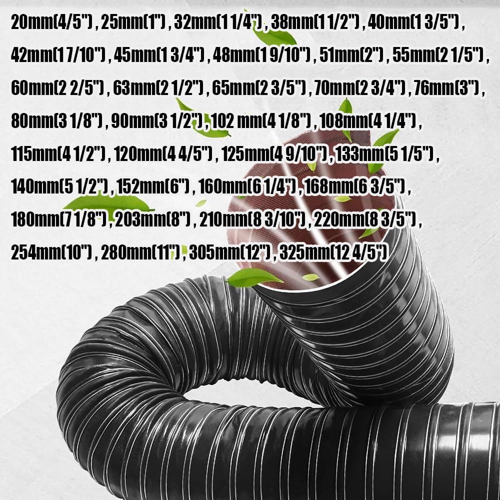 Manguera De Escape Flexible De 75mm Para Entrada De Aire De Freno, Conducto De Ventilación Para Calentadores De Automóviles Y Ventilación Industrial.(Black(4m-13ft),45mm(1 3/4"))