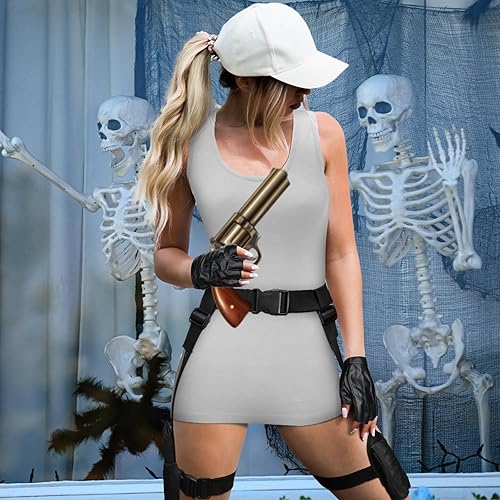 Miniatura 5 de 2 piezas de fundas de muslo de Halloween para mujer, funda de pistola de pierna ajustable universal para pierna de pistola, soporte para bolsa de