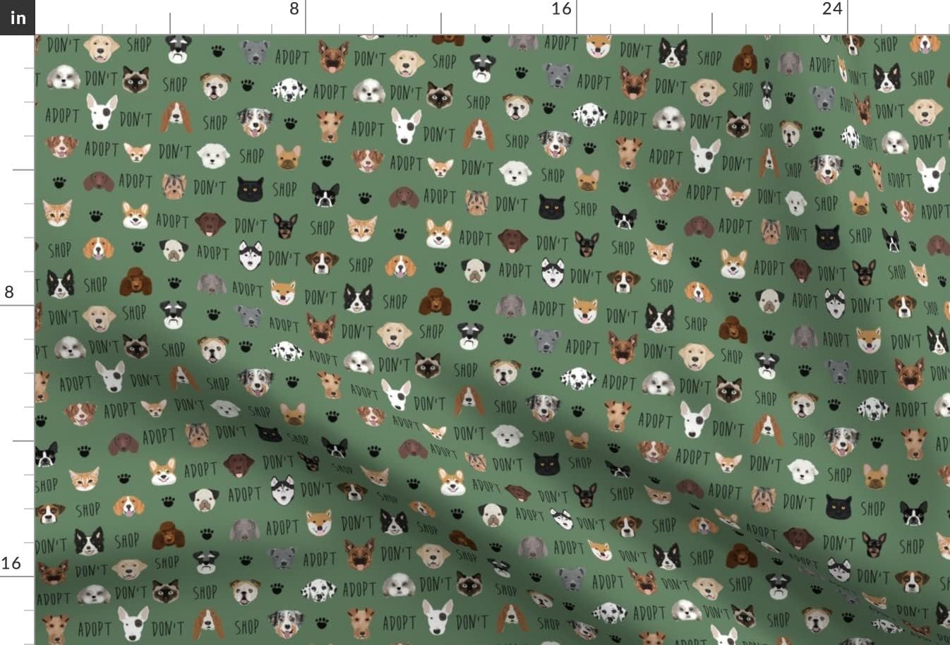 Spoonflower Fabric - Adopt Dogs Green Rescue Pet Portrait Printed on Minky Fabric by The Yard - Sewing Baby Blankets Quilt Backing Plush
