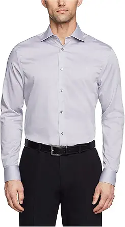 Calvin Klein Men's Dress Shirt Regular Fit Non Iron Herringbone