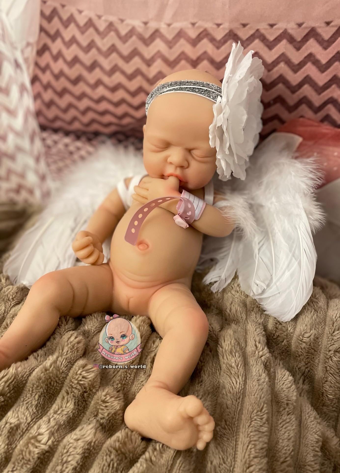 Bebe Reborn Silicona Blanda Platino Cuerpo Completo Ojos Abiertos Boca Abierta Zoe Niña - 33cm / 1kg (Pack Premium)
