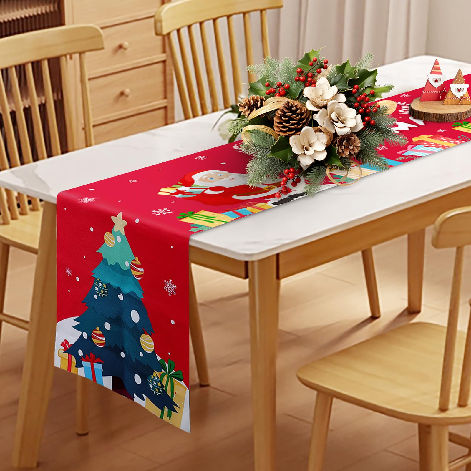 Bonna Camino de mesa de Navidad 183 x 35 cm, cómodo tejido de terciopelo con un tacto, adecuado para vacaciones, reuniones, decoración del salón, etc. (rojo)