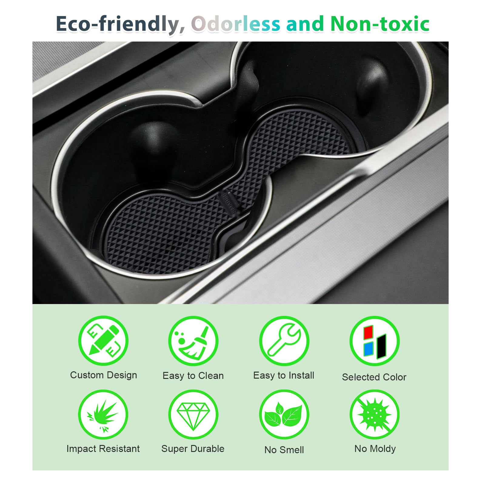 [Novità 2024] GAFAT Tesla Model 3 2024 2025 Tappetini Antiscivolo, Tesla Model 3 Highland 2024 Tappetini in Gomma Console Centrale, Contenitori, Cuciture per Porta, Accessori Tesla Model 3 (Nero)