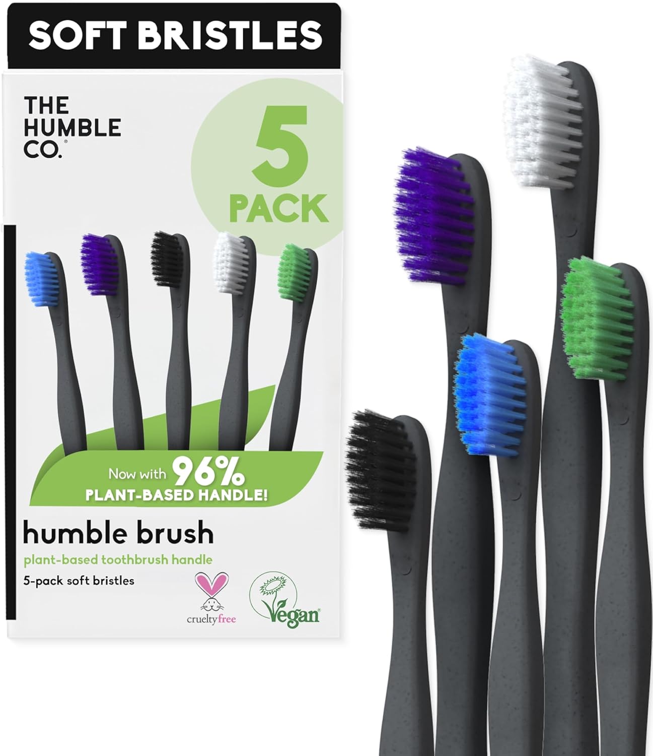 Amazon.com : The Humble Co Plant-Based Soft Bristle Toothbrushes, 5 ...