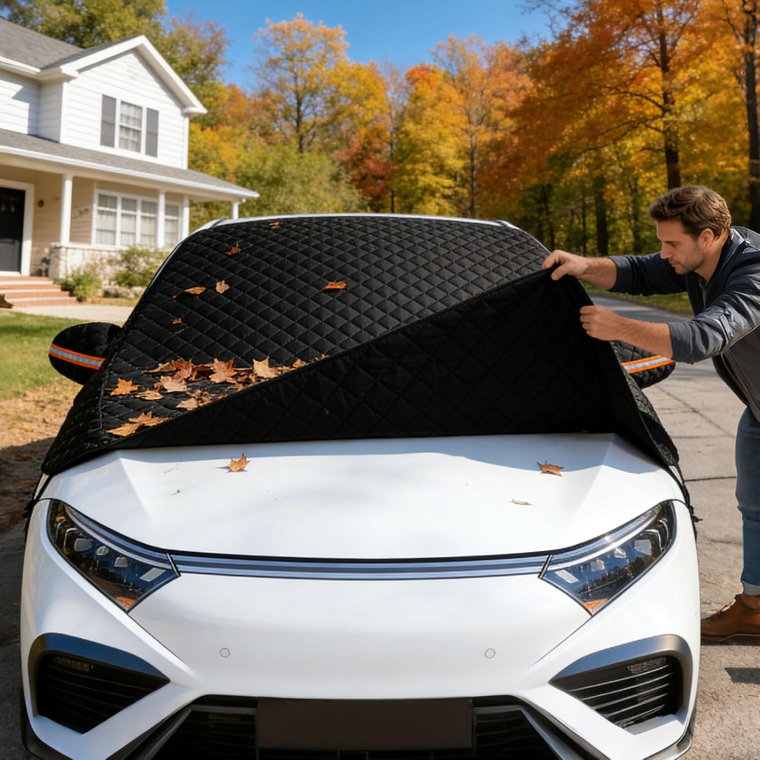 Magnetic Windshield Cover for Ice and Snow, Windshield Snow Cover with Side Mirror Cover, Windshield Protector for Cars, SUVs, Trucks, Winter Car Accessories (90" x 58")