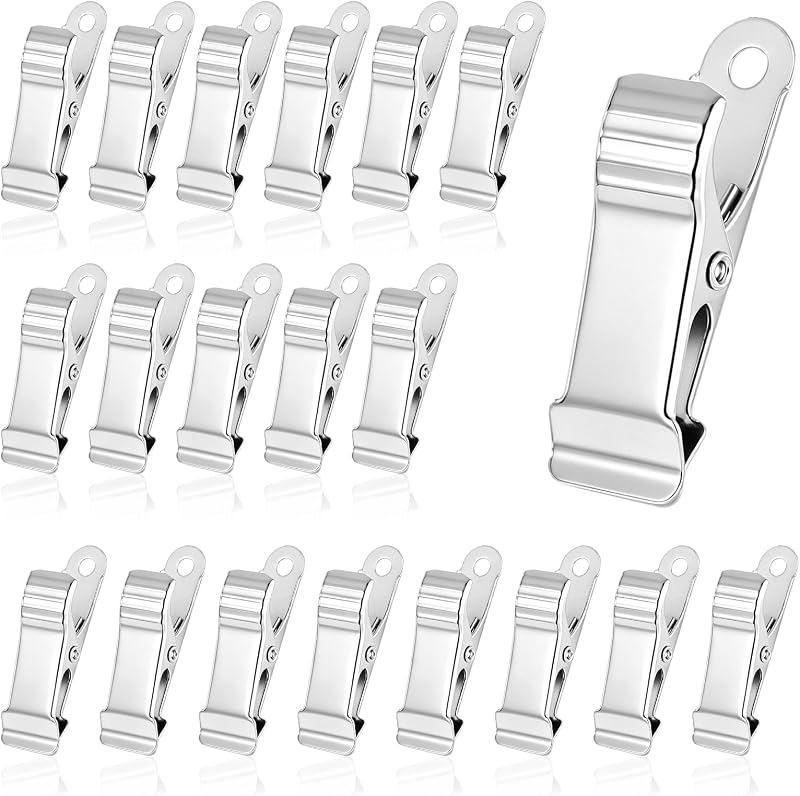 20 clips de metal pequeños, clips de cocodrilo para manualidades, mini abrazaderas de resorte de acero inoxidable para hornear, telón de fondo, luces colgantes de papel de oficina (1,57 x 0,51 pulgadas de plata)