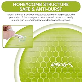 APEXUP Yoga Ball Exercise Ball, Anti Slip Stability Ball Chair, Heavy Duty Large Gym Ball for Fitness, Balance, Core Workout and Physical Therapy (XL (27~30) 75cm, Green)