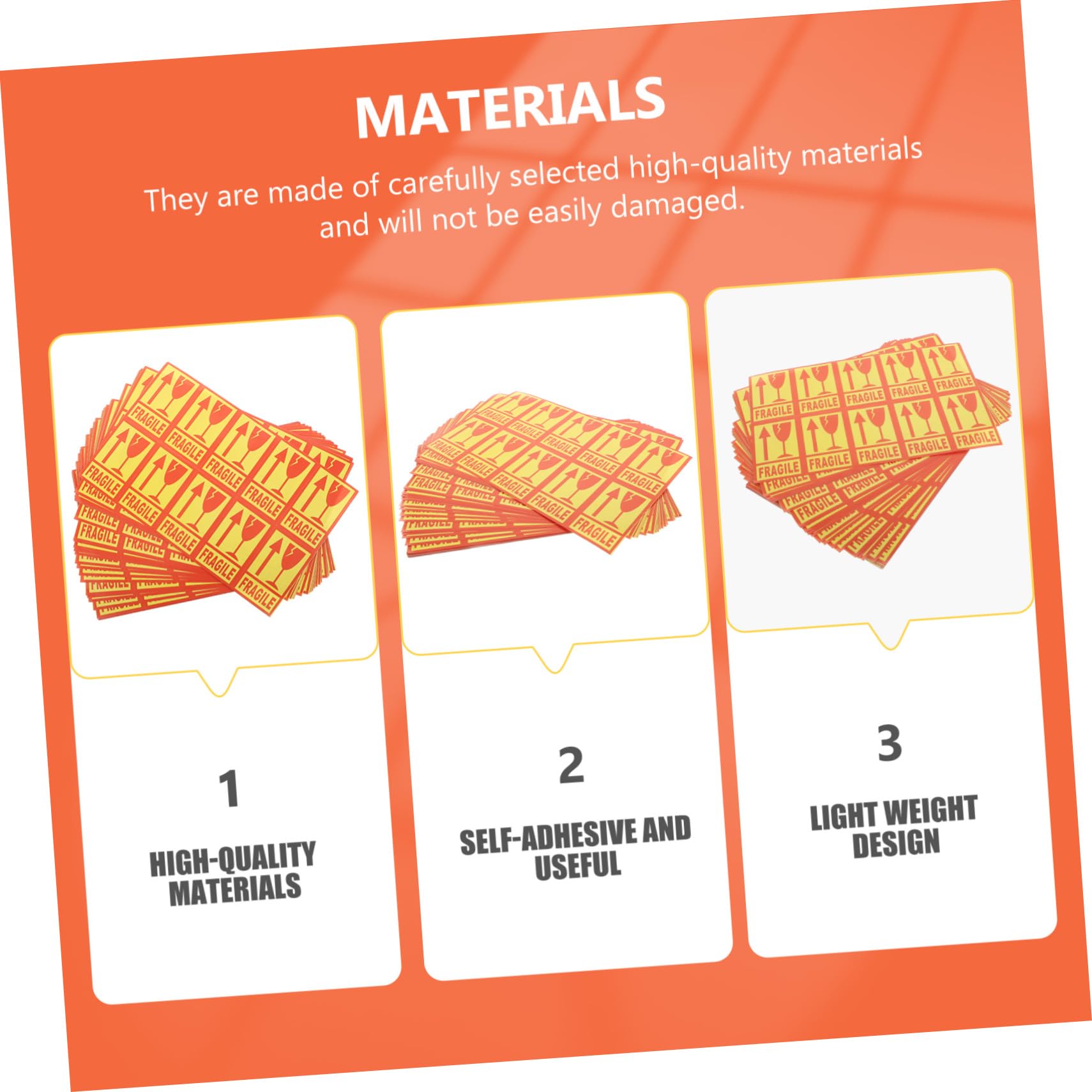 KALLORY Fragile Adhesive Labels 500pcs Handle Care Shipping Stickers Warning Decals